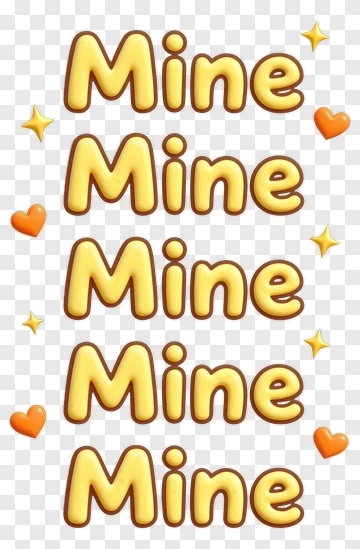 Mine Text With Hearts And Stars PNG