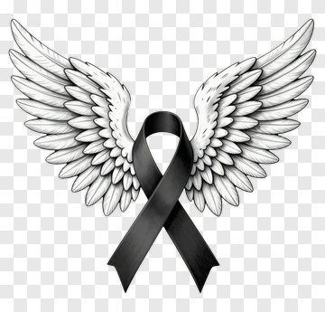 Black Ribbon With Wings PNG