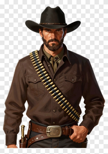 Serious Cowboy With Gun Belt PNG