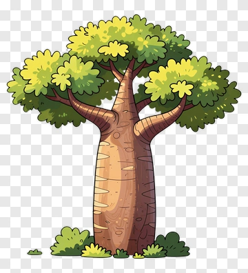 Baobab Tree With Green Leaves PNG