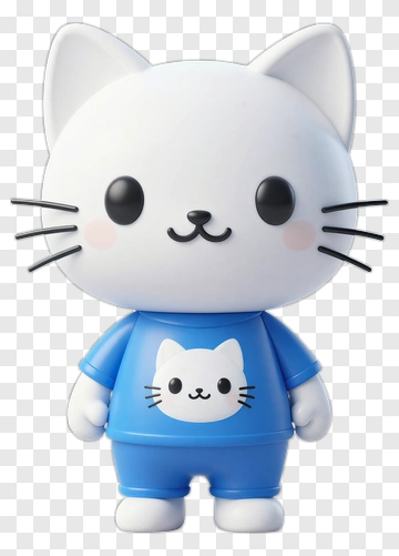 Cute Cat Character In Blue Outfit PNG