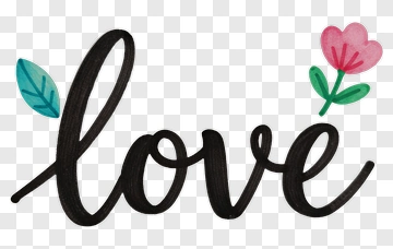 Hand-drawn Love With Flower And Leaf PNG