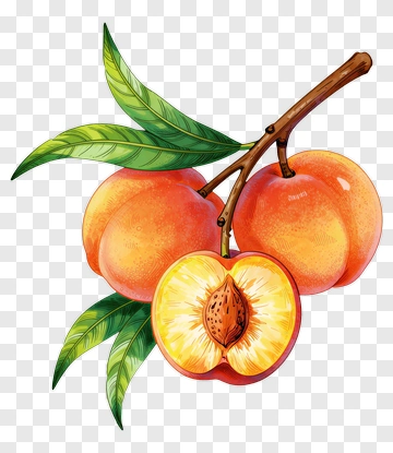 Fresh Peach Fruit With Leaf PNG