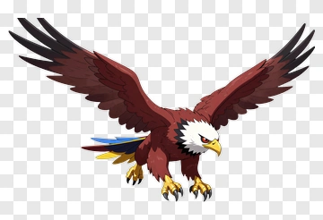 Cartoon Eagle With Spread Wings PNG