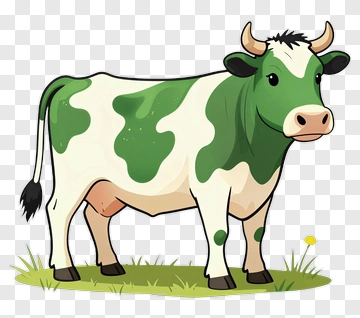 Cute Green And White Cow PNG