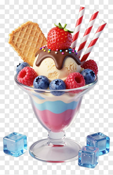 Ice Cream Sundae With Fresh Berries PNG