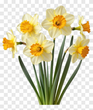 Bouquet Of Yellow Daffodils In Full Bloom PNG