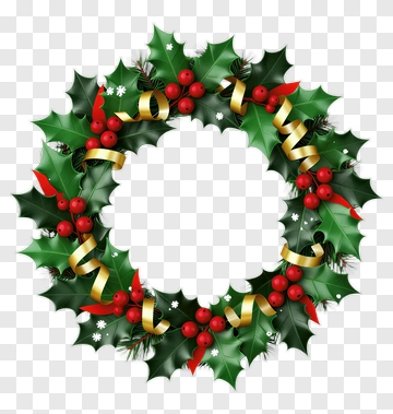 Christmas Wreath With Holly And Berries PNG