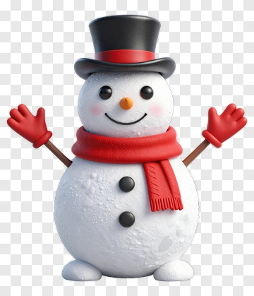 Snowman With Top Hat And Scarf PNG
