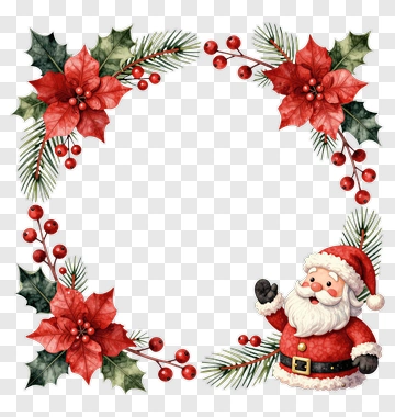 Santa Claus In Festive Holiday Frame PNG