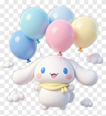 Cinnamoroll Floating With Balloons PNG