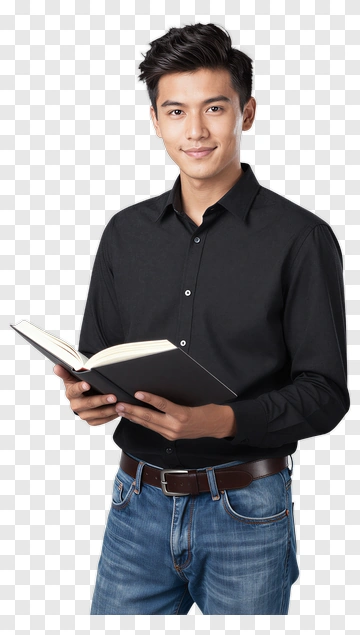 Man Holding Open Book PNG