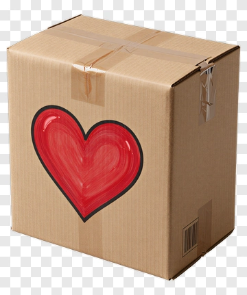 Cardboard Box With Red Heart PNG