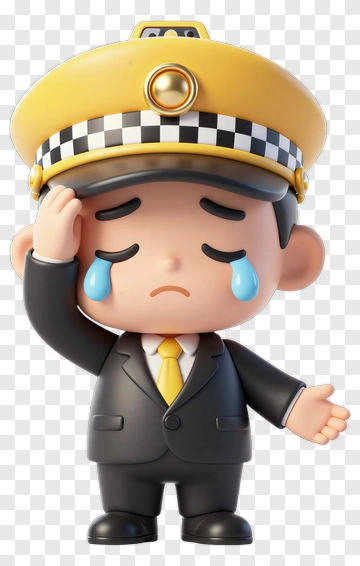 Sad Taxi Driver Cartoon Character PNG