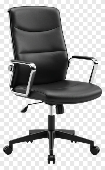 Black Office Chair With Chrome Accents PNG