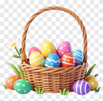 Easter Basket With Colorful Eggs PNG