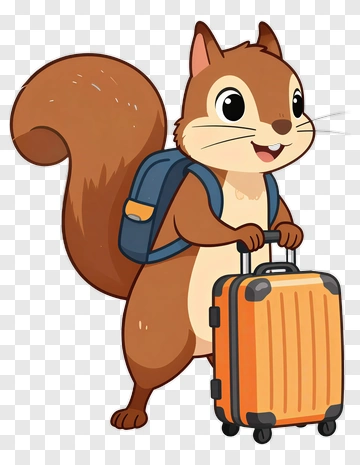 Happy Squirrel Traveler PNG