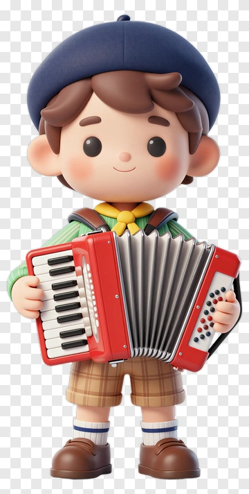 Cartoon Boy Playing Accordion PNG