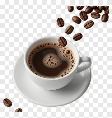 Coffee Cup With Falling Beans PNG