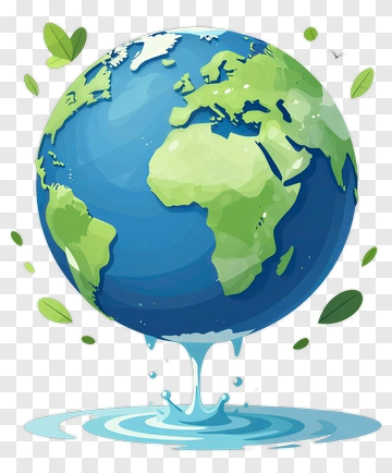Earth With Leaves And Water PNG