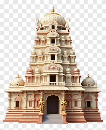 Grand Temple With Gold Statues PNG