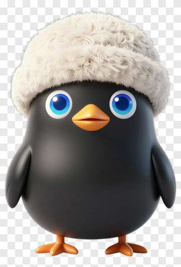 Cute Penguin In Winter Hat PNG