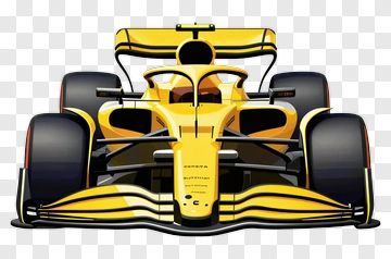 Yellow Formula 1 Car Front View PNG