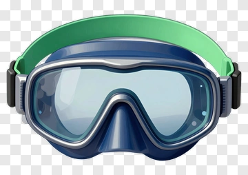 Blue Diving Mask With Green Strap PNG