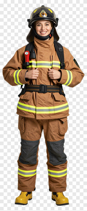 Firefighter In Full Gear PNG