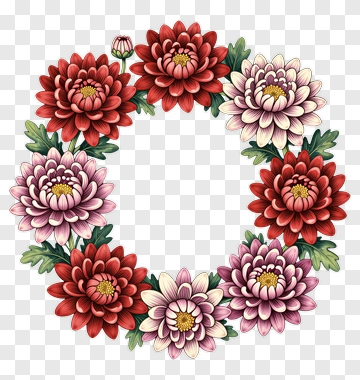 Chrysanthemum Flower Wreath PNG