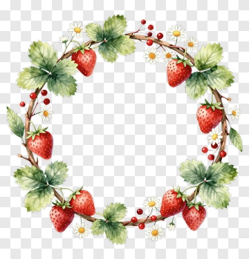 Strawberry Daisy Wreath PNG