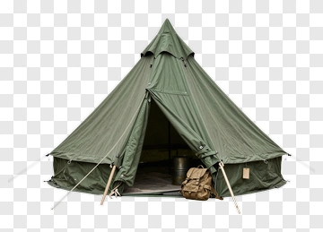 Green Bell Tent With Camping Gear PNG