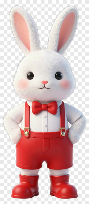 Cute Rabbit In Red Outfit PNG