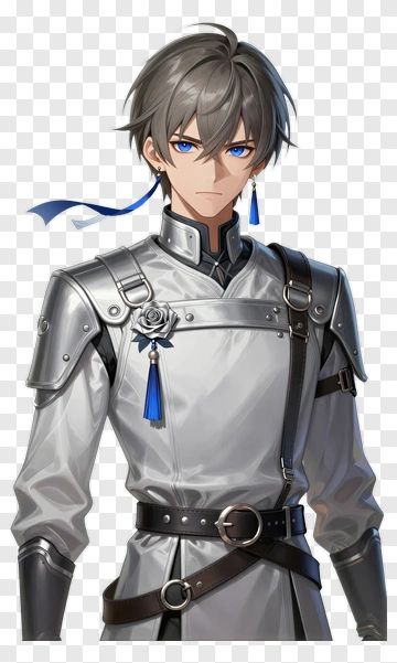 Anime Warrior With Silver Armor PNG