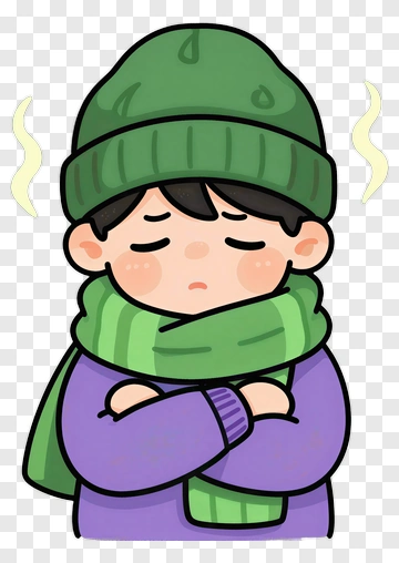 Child Wearing Green Hat And Scarf PNG