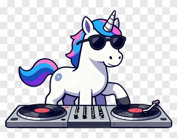 Unicorn DJ With Sunglasses PNG