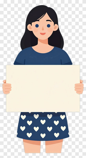Woman Holding Blank Sign PNG