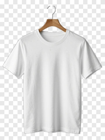 White T-Shirt On Wooden Hanger PNG