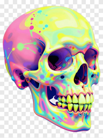 Colorful Cartoon Skull PNG