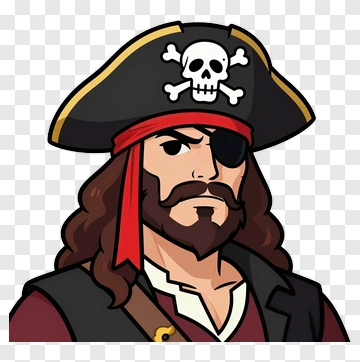 Cartoon Pirate With Eyepatch And Beard PNG