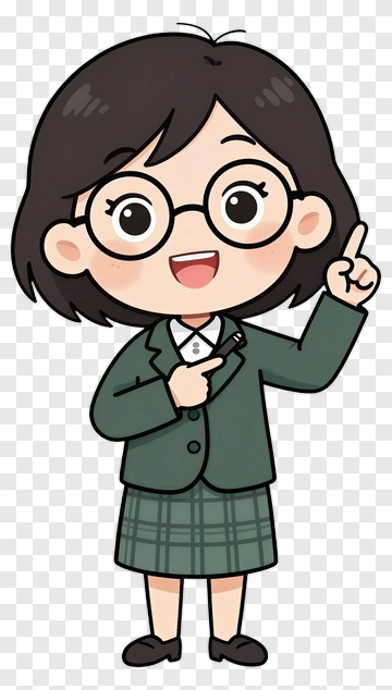 Cartoon Student Pointing Up PNG