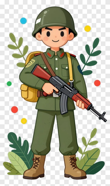 Young Soldier With Rifle PNG
