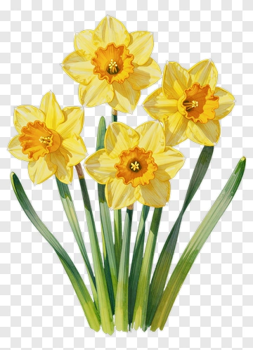 Yellow Daffodil Bouquet PNG