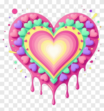 Multi Layered Dripping Heart With Rainbow Gradient PNG