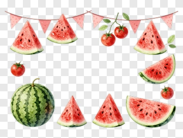 Watermelon And Tomato Illustration PNG