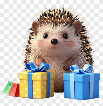 Cute Hedgehog With Gift Boxes PNG