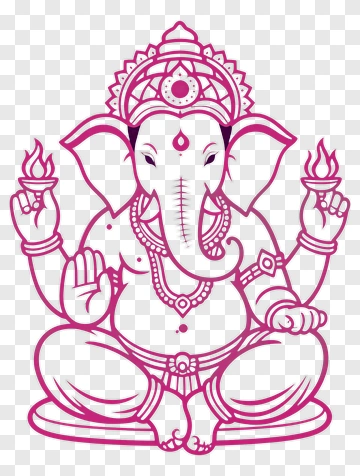 Pink Line Art Ganesha PNG