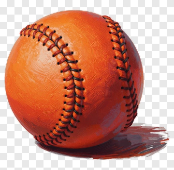 Orange Baseball With Black Stitching PNG