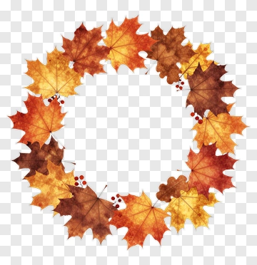 Autumn Leaf Wreath With Berries PNG