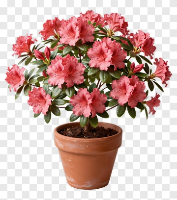 Pink Rhododendron In Terracotta Pot PNG